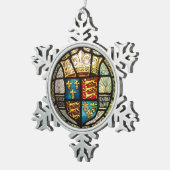 Königliches Tudor Wappen Buntglas Henrys VIII Schneeflocken Zinn-Ornament (Rechts)