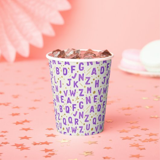 Königliches Veilchen-Alphabet Funkeln Pappbecher (Insitu)