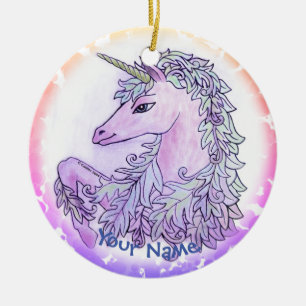 Königliches Veilchen Einhorn Keramik Ornament