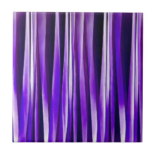 Königliches Violett, Lila und Silber gestreiftes M Fliese