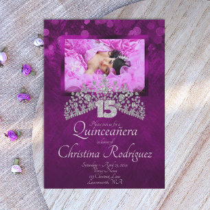 Königliches Violett, Violette Quinceanera Diamant Einladung