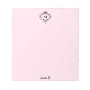 Königliches Wappen-Monogramm-Schriftzug Name Rosa Notizblock