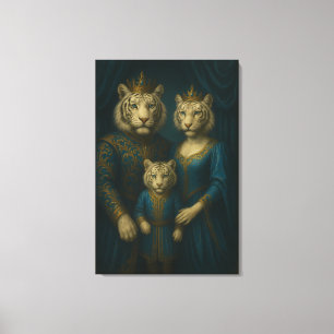 Königliches Weißes-Tiger-Familienporträt – Majestä Leinwanddruck