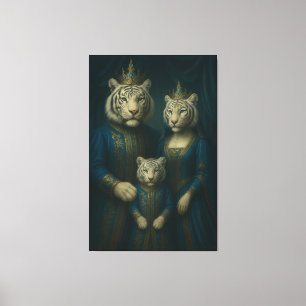 Königliches Weißes-Tiger-Familienporträt – Majestä Leinwanddruck