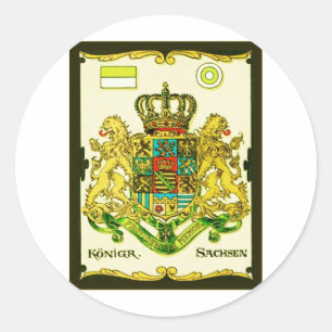 Königr Sachsen ~ Vintage Wappen Druck Runder Aufkleber