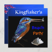 KÖNIGREICH BEACH PARTY, Champagner metallisch, sch Einladung (Vorne/Hinten)