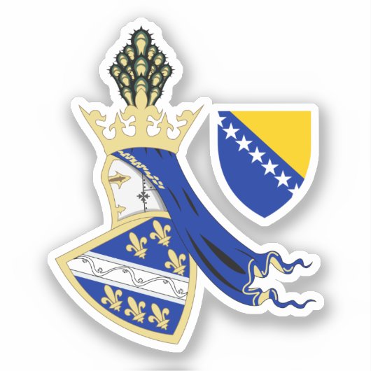 Königreich Bosnien - Wappen Aufkleber (Vorderseite)
