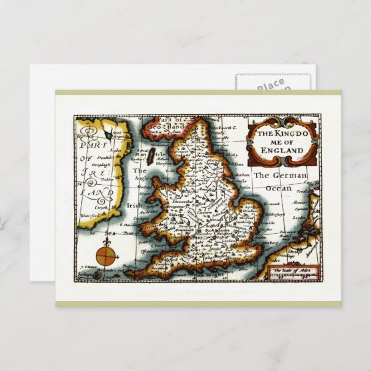 Königreich England (Königreich England) Karte/Flag Postkarte (Vorne/Hinten)