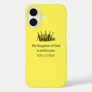 Königreich Gottes Bibelvers Name und Krone Gelb iPhone 16 Hülle