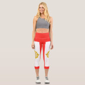 Königreich Sikkim-Flagge Capri Leggings (Vorderseite)