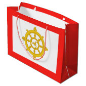 Königreich Sikkim-Flagge Große Geschenktüte (Rückseite Schrägansicht)