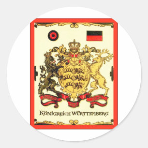 Königreich Württemberg ~ Vintage Wappen Runder Aufkleber