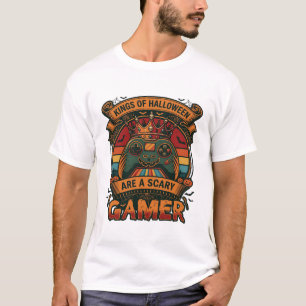 Königs Halloween Grusel-Gamer Gamepad-Krone Kürbis T-Shirt