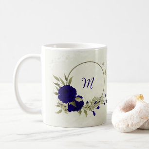 Königsblau beige floral kaffeetasse