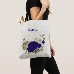 Königsblau beige floral tasche
