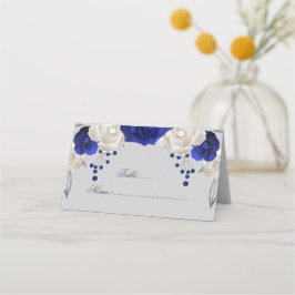 Königsblau, Blume, graue Platzkarte