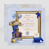 Königsblau ethnisches Baby-wenig Prinz-Crown Gold Einladung (Vorne/Hinten)