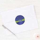 Königsblau-Falten und Chartreuse runder Aufkleber (Umschlag)