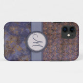 Königsblau-Feder-Muster mit Monogramm Case-Mate iPhone Hülle (Rückseite (Horizontal))