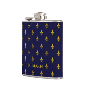 Königsblau Fleur De Lis Muster Monogramm Flachmann (Links)