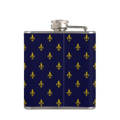 Königsblau Fleur De Lis Muster Monogramm Flachmann (Rückseite)