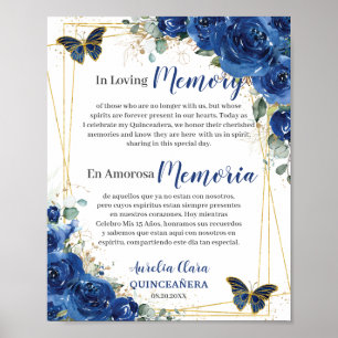 Königsblau Floral Quinceanera 16 In Liebevoller Er Poster
