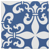 Königsblau French Fleur de Lys Pattern Stoff (Nahaufnahme)