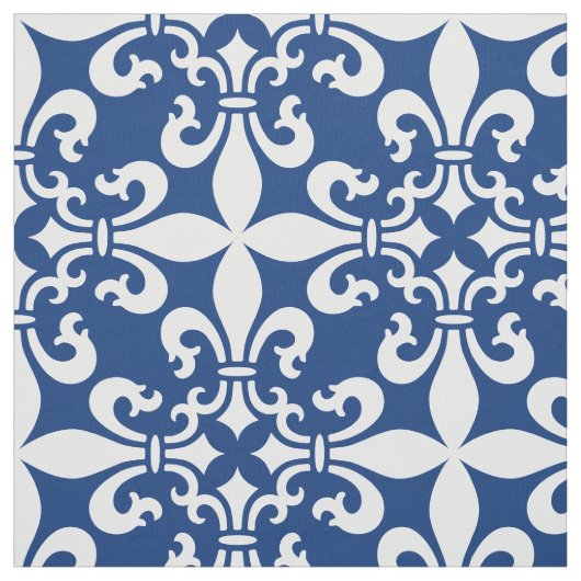 Königsblau French Fleur de Lys Pattern Stoff (Muster)