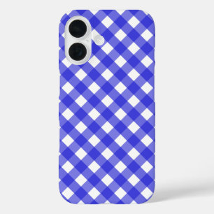 Königsblau Gingham iPhone 16 Hülle