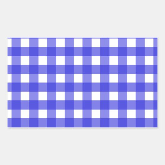 Königsblau Gingham Rechteckiger Aufkleber (Vorderseite)