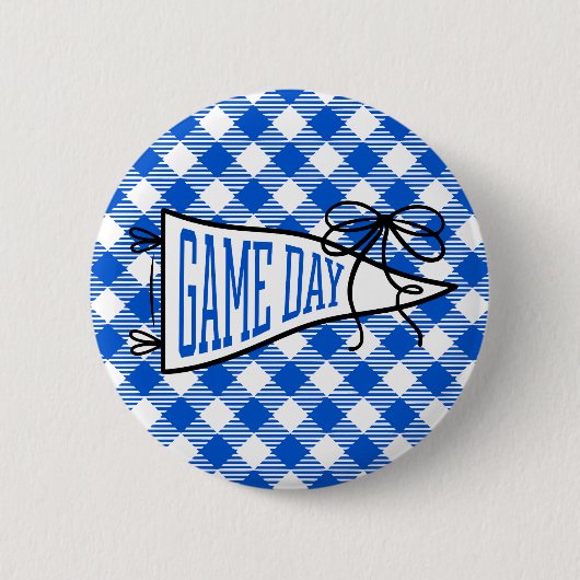 Königsblau Gingham-Spieltag-Wimpel Button (Vorderseite)