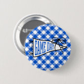 Königsblau Gingham-Spieltag-Wimpel Button (Vorne & Hinten)