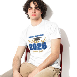 Königsblau Gold Absolventenklasse 2026 Individuell T-Shirt