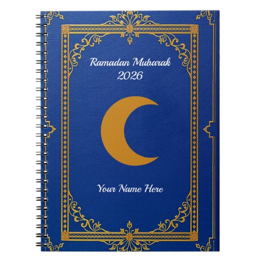 Königsblau Gold Filigran Ramadan Notizblock (Vorderseite)