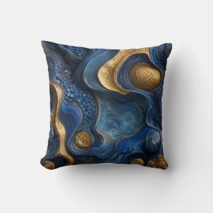 Königsblau Gold Navy Blau Geode Dekoratives Gesche Kissen
