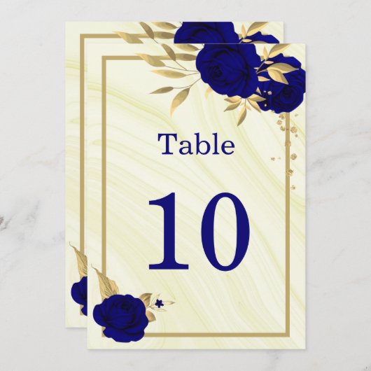 Königsblau-goldblütengeometrische Tischnummer (Vorne/Hinten)