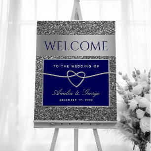 Königsblau Hochzeit Willkommensschild Poster