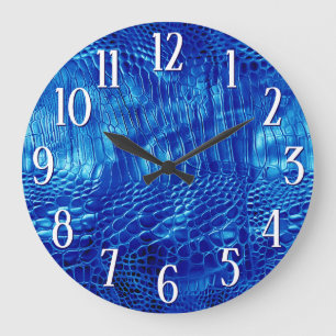 Königsblau Kunstleder Große Wanduhr
