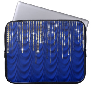 Königsblau mit Gold drapiert Luxus Laptopschutzhülle