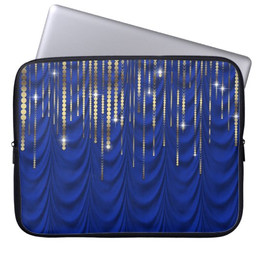 Königsblau mit Gold drapiert Luxus Laptopschutzhülle (Vorderseite)
