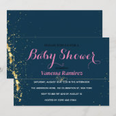 Königsblau mit Goldfarbe, niedlich Einladung (Vorne/Hinten)