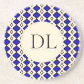 Königsblau-Monogramm Getränkeuntersetzer (Vorne)
