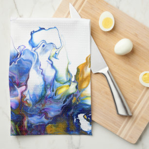 Königsblau & Rosa Abstrakte Fluid Art Geschirrtuch