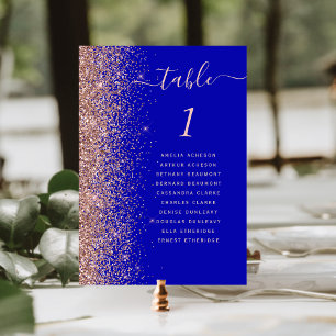 Königsblau Roségold Glitter Hochzeit Tischnummer