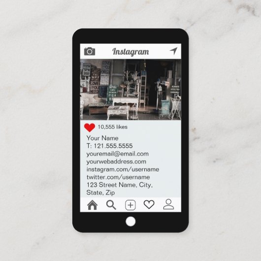 Königsblau scheinbare lederne Instagram Art Visitenkarte (Rückseite)