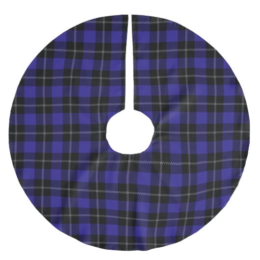 Königsblau-schwarzes Karo Polyester Weihnachtsbaumdecke (Vorderseite)