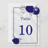 Königsblau-silberblümliche geometrische Tischnumme Einladung (Rückseite)