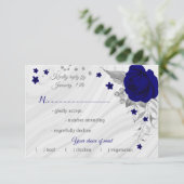 Königsblau, silbergrau, Blumenmehl RSVP Karte (Stehend Vorderseite)