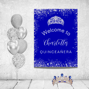 Königsblau-silberner Glitzer von Quinceanera Poster