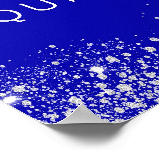 Königsblau-silberner Glitzer von Quinceanera Poster (Ecke)